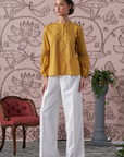 Beatrice Ochre Cotton Blouse