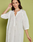 Nightdress Calley White Blue Emb.