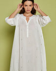 Nightdress Calley White Blue Emb.