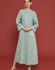 Nudrat Granite Green Cotton Kaftan