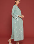Nudrat Granite Green Cotton Kaftan