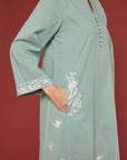 Nudrat Granite Green Cotton Kaftan
