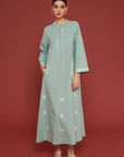 Nudrat Granite Green Cotton Kaftan