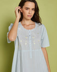 Floralia Blue Cotton Nightdress