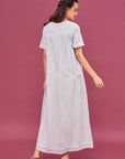 Noor Soft Blue Short Sleeve Cotton Nightdress