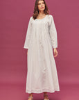 Noor Powder Blue Full Sleeve Cotton Nightdress