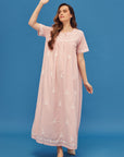Noor Soft Pink Short Sleeve Cotton Nightdress