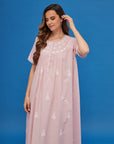 Noor Soft Pink Short Sleeve Cotton Nightdress