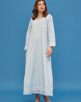 Noor Soft Blue Full Sleeve Cotton Nightdress