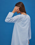 Noor Soft Blue Full Sleeve Cotton Nightdress