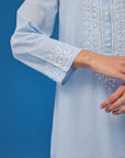 Noor Soft Blue Full Sleeve Cotton Nightdress