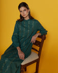 Beatrice Forest Green Cotton Kaftan