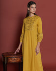 Perdita Ochre Cotton Kaftan