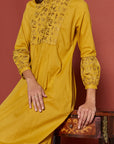 Perdita Ochre Cotton Kaftan