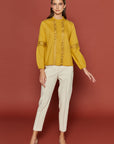 Beatrice Ochre Cotton Blouse