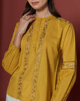 Beatrice Ochre Cotton Blouse