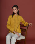 Beatrice Ochre Cotton Blouse