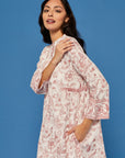 Gulshan Block Printed Dress in Vermilion