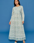 Sea Green Malli Block Printed Cotton Dress