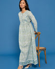 Sea Green Malli Block Printed Cotton Dress