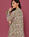 Malli Block Printed Dress in Verdant Green