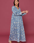 Indigo Blue Narjee Block Printed Cotton Dress