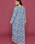 Indigo Blue Narjee Block Printed Cotton Dress