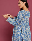 Indigo Blue Narjee Block Printed Cotton Dress