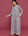 Lapis Blue Malli Block Printed Cotton Dress