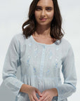 Camellia Blue Cotton Nightdress