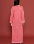 Embroidered Chikankari Kaftan in Carmine Pink
