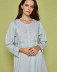 Fleurine Blue Cotton Nightdress