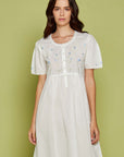 Floralia White Cotton Nightdress