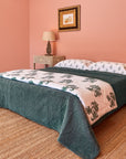 Shad Bakht Green Velvet Bed Cover