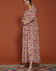 Laal Genda Phool Cotton Kaftan