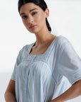 Queen's Lace Blue Cotton Nightdress