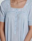Queen's Lace Blue Cotton Nightdress