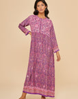Embroidered Chikankari Tarmeh Lilac Kaftan