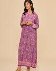 Embroidered Chikankari Tarmeh Lilac Kaftan