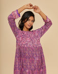 Embroidered Chikankari Tarmeh Lilac Kaftan