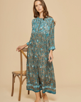Embroidered Chikankari Boteh Green Cotton Kaftan