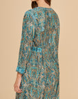 Embroidered Chikankari Boteh Green Cotton Kaftan