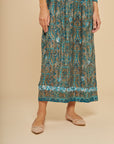 Embroidered Chikankari Boteh Green Cotton Kaftan