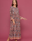 Embroidered Chikankari Jamarar Peach Kaftan