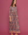 Embroidered Chikankari Jamarar Peach Kaftan