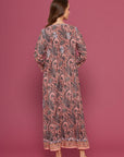Embroidered Chikankari Jamarar Peach Kaftan
