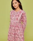 Blush Pink Gulshan Block Cotton Printed Dress