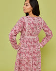 Blush Pink Gulshan Block Cotton Printed Dress