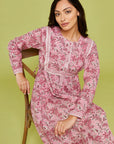 Blush Pink Gulshan Block Cotton Printed Dress