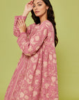 Blush Pink Pari Block Printed Cotton Dress